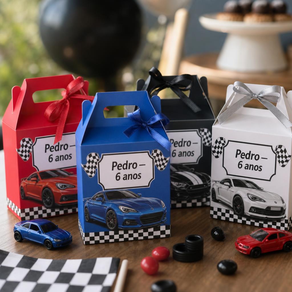 Caixinhas personalizadas com tema de carrinhos